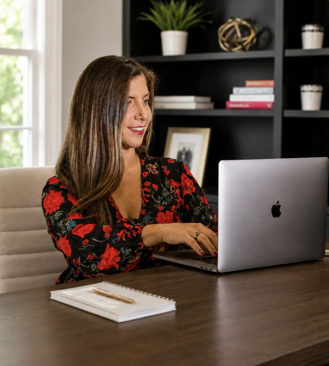 Angela working with a client